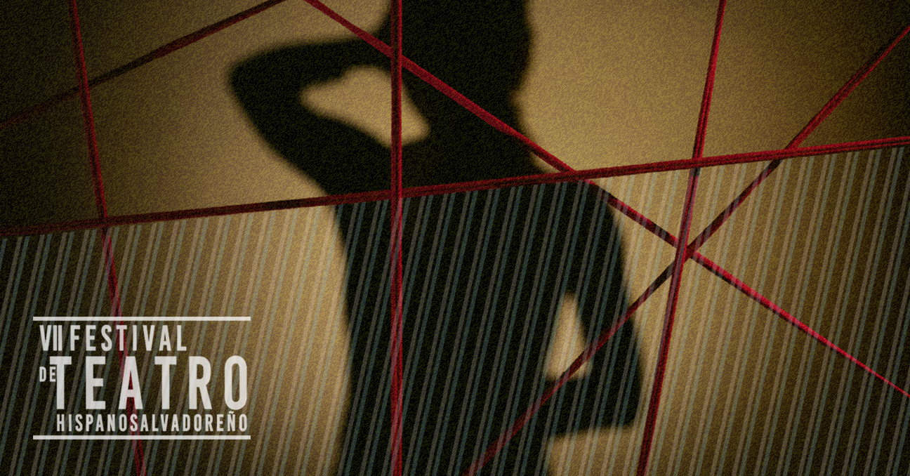 La sombra de un cuerpo y una serie de finos tubos rojos. El texto VII Festival de Teatro Hispanosalvadoreño